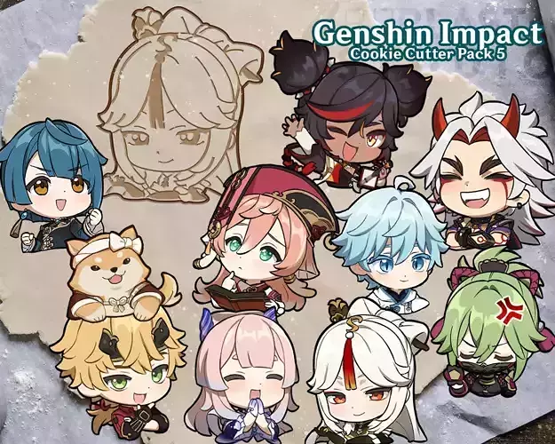 Genshin Impact Cookie Cutters Pack 5