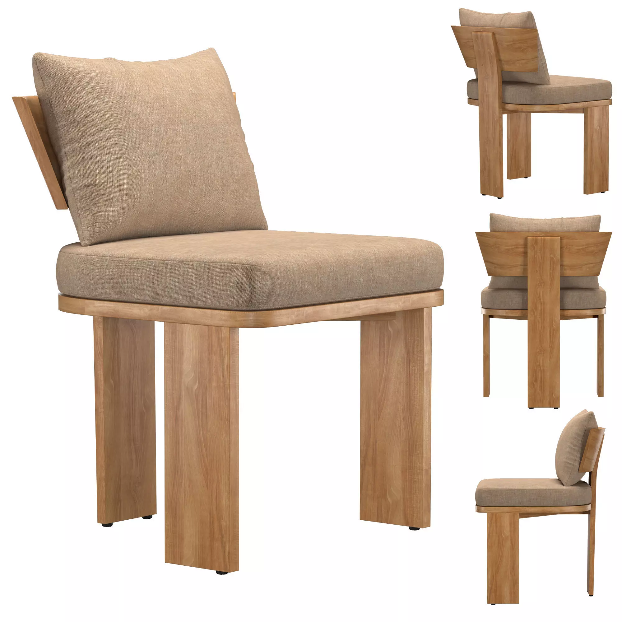 SOLARO TEAK SIDE CHAIR 3D model