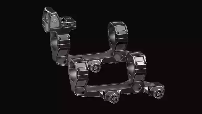 Super Precision scope mount with TRIJICON RMR red dot sight Low-poly 3D model