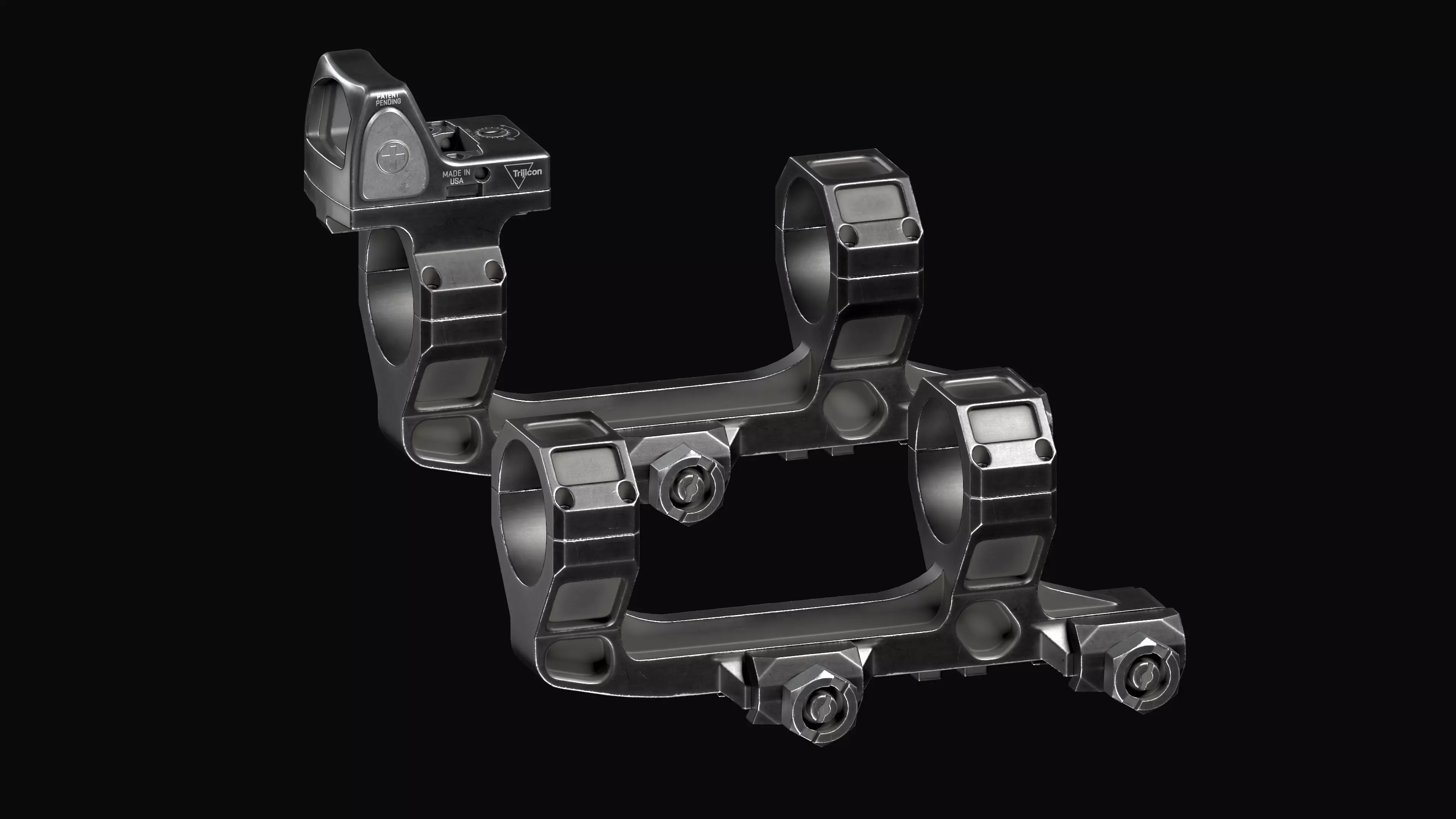 Super Precision scope mount with TRIJICON RMR red dot sight Low-poly 3D model_0