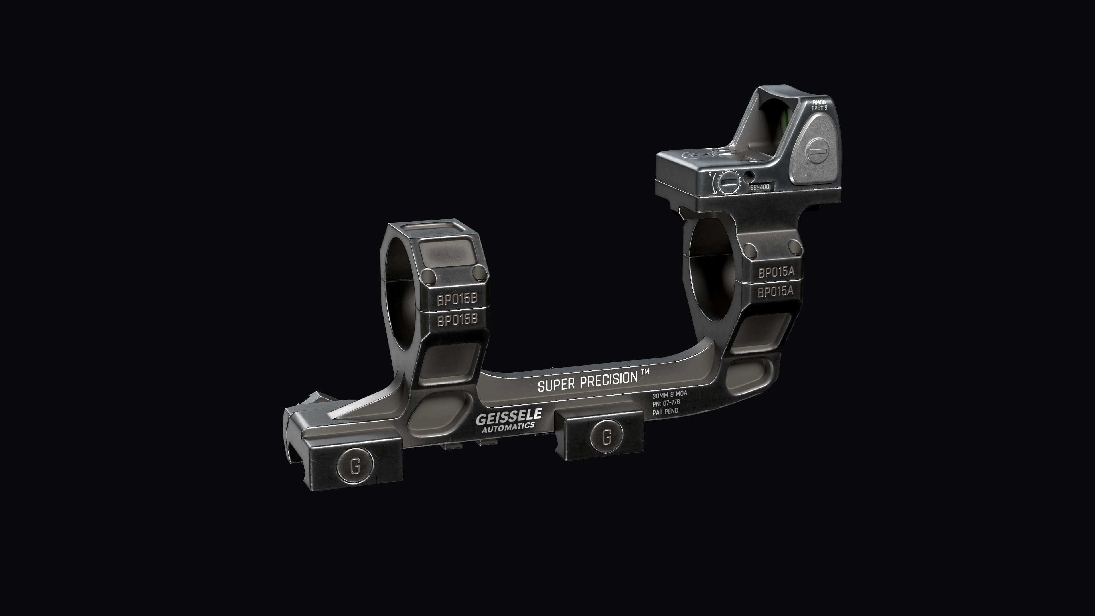 Super Precision scope mount with TRIJICON RMR red dot sight Low-poly 3D model_7