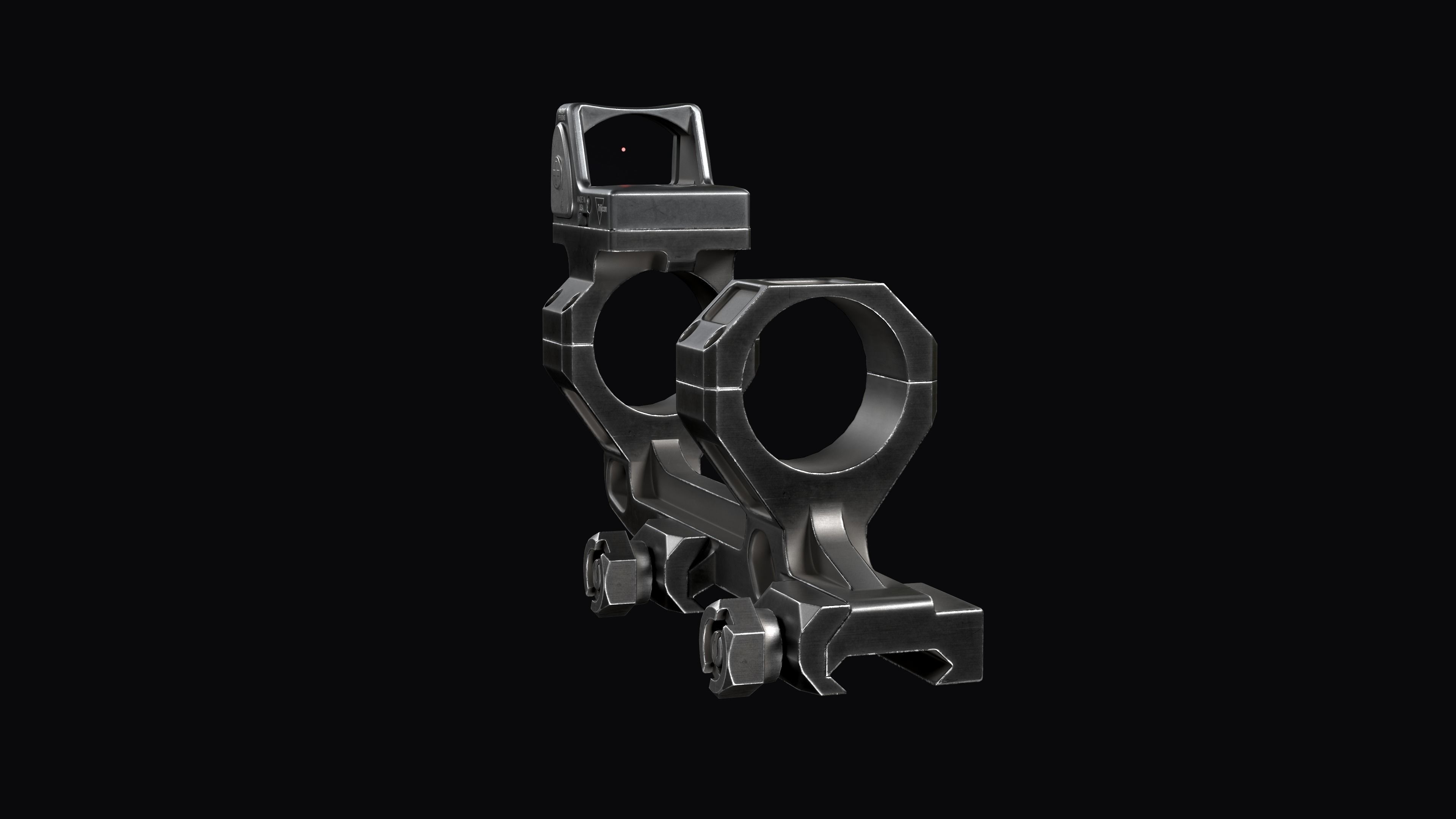 Super Precision scope mount with TRIJICON RMR red dot sight Low-poly 3D model_11