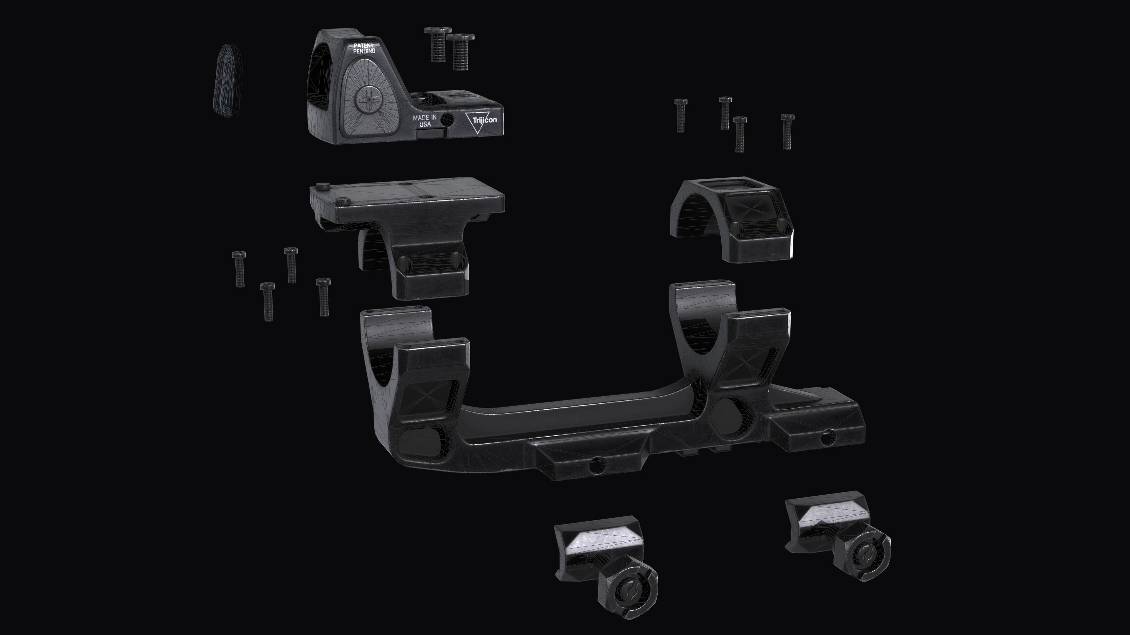 Super Precision scope mount with TRIJICON RMR red dot sight Low-poly 3D model_14