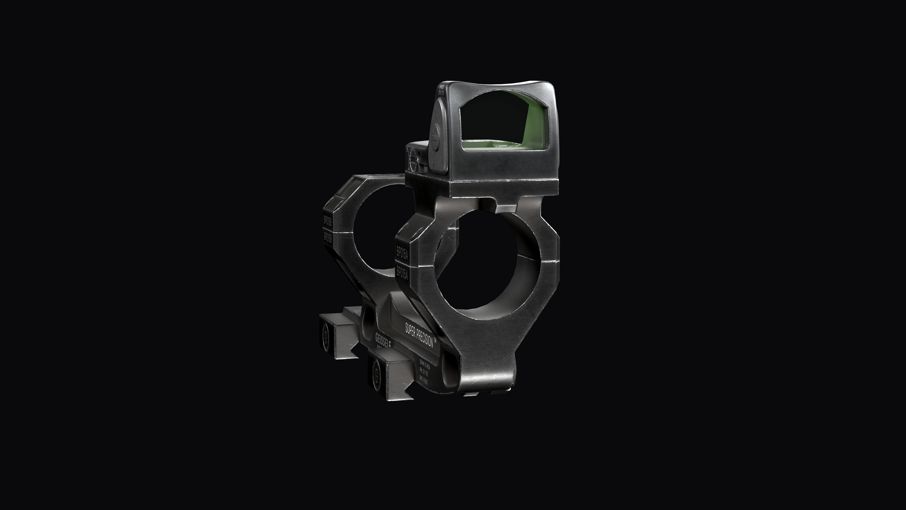 Super Precision scope mount with TRIJICON RMR red dot sight Low-poly 3D model_10