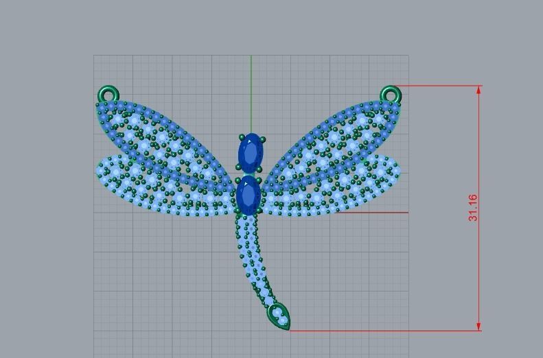 dragonfly pendant 3D print model_7