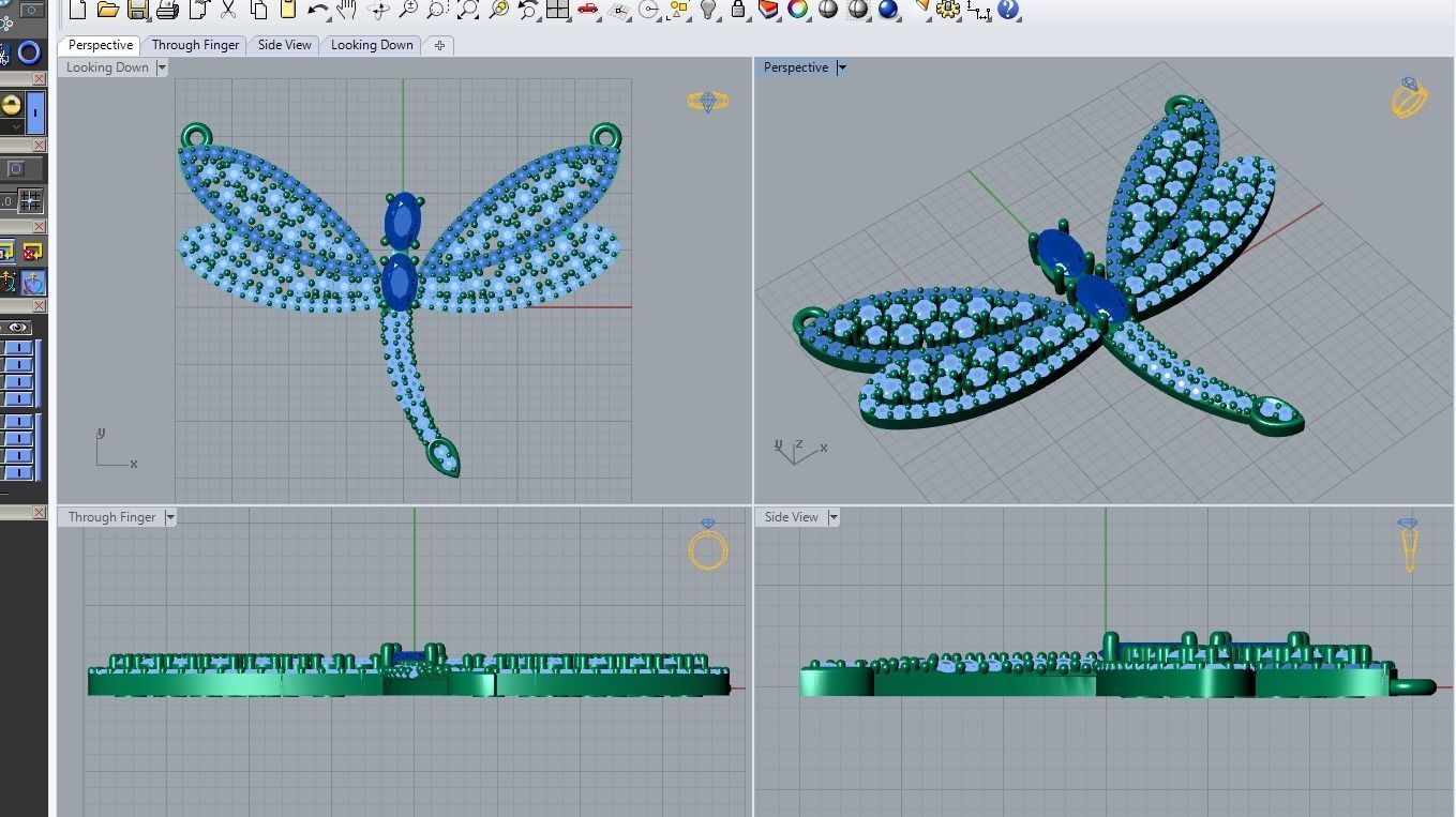 dragonfly pendant 3D print model_3