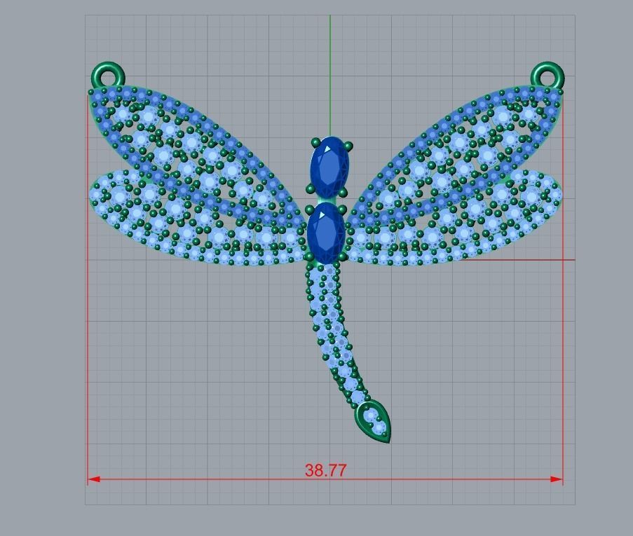dragonfly pendant 3D print model_6