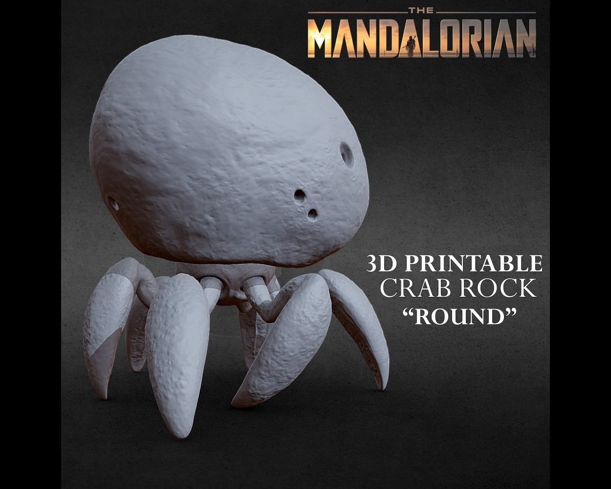 3D PRINTABLE CRAB ROCK ROUND AND SORGAN FROG CROUCH MANDALORIAN 3D print model_3