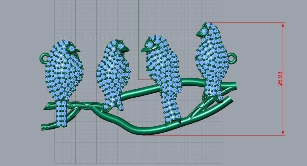 bird pendant 3D print model_7