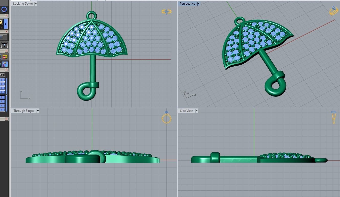umbrella pendant 3D print model_3
