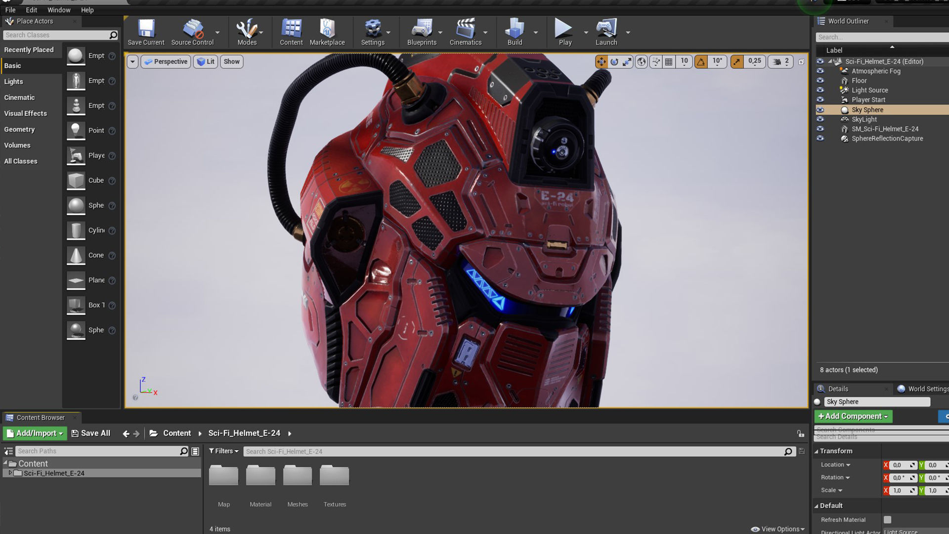 Sci-Fi Helmet E-24 Low-poly 3D model_14