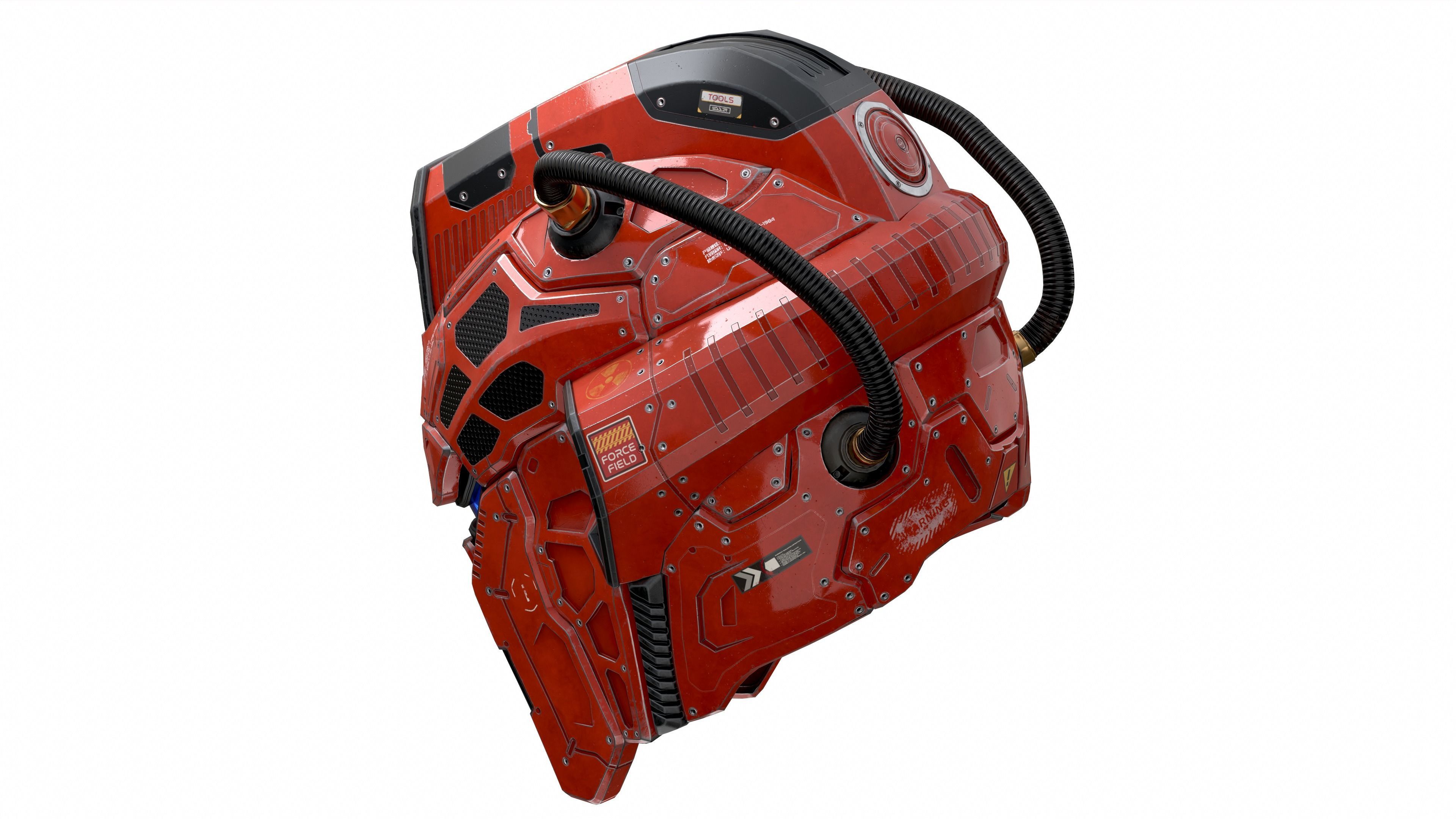 Sci-Fi Helmet E-24 Low-poly 3D model_5