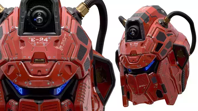 Sci-Fi Helmet E-24 Low-poly 3D model