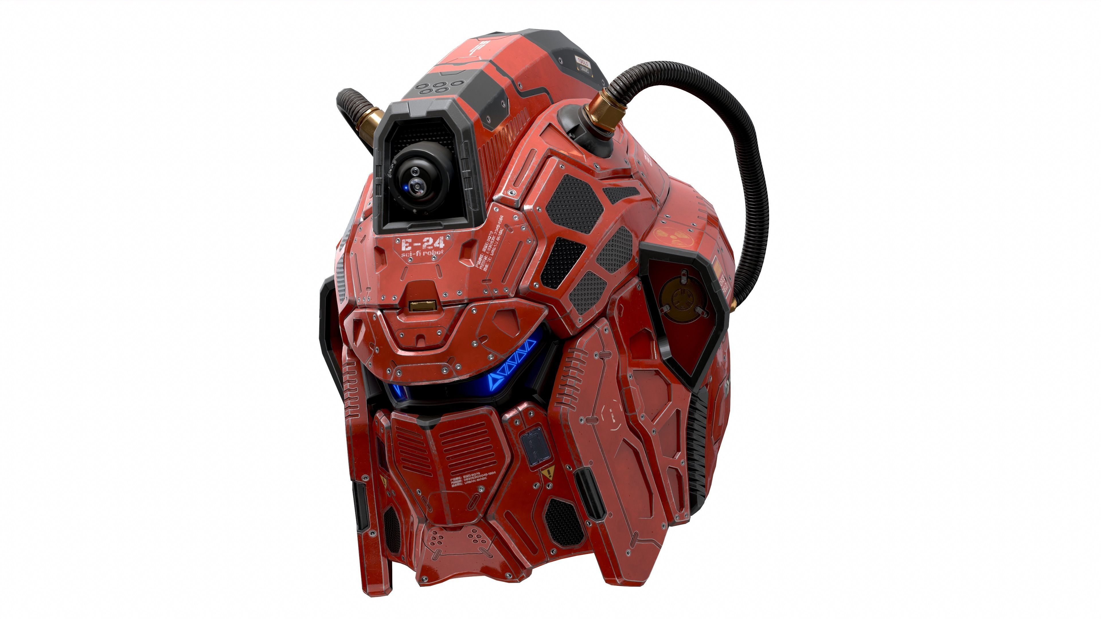 Sci-Fi Helmet E-24 Low-poly 3D model_7