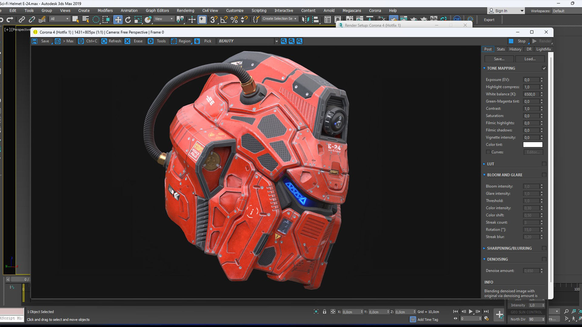 Sci-Fi Helmet E-24 Low-poly 3D model_15
