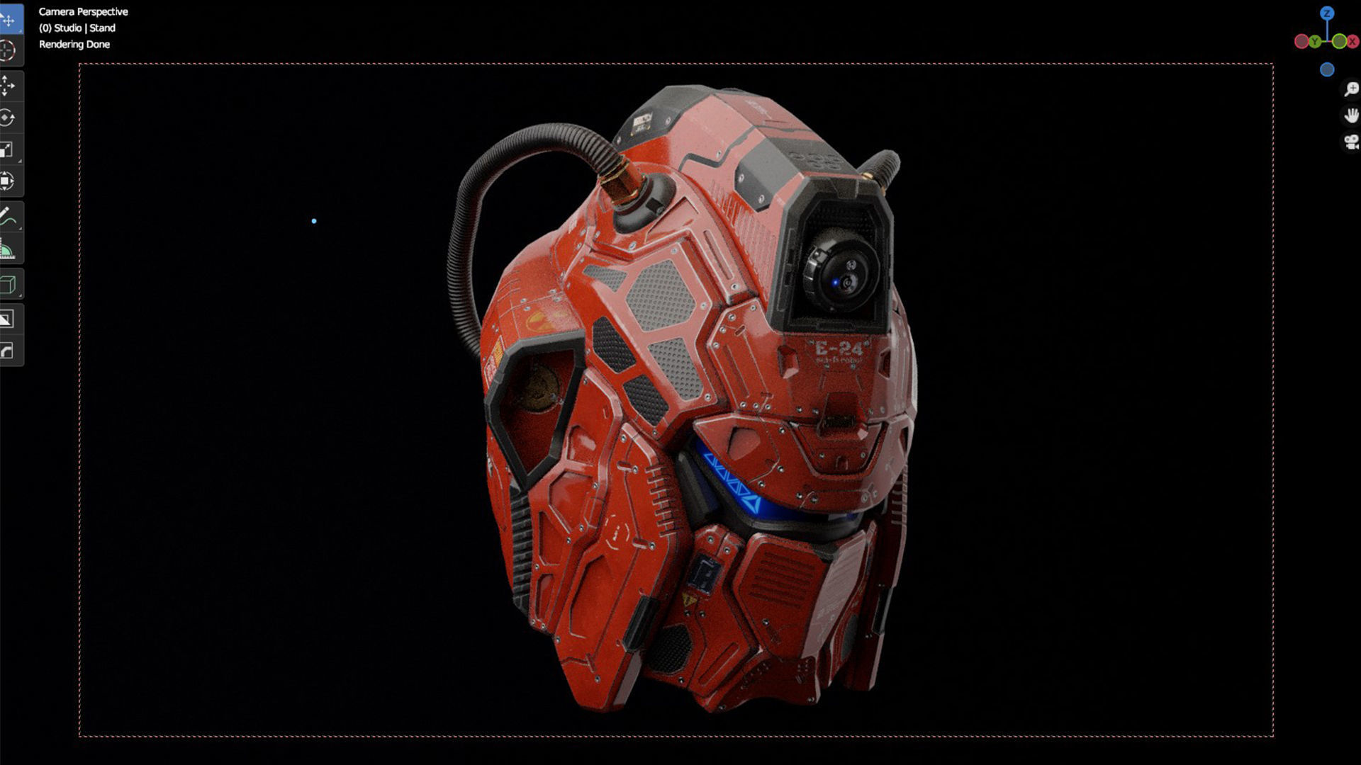 Sci-Fi Helmet E-24 Low-poly 3D model_11