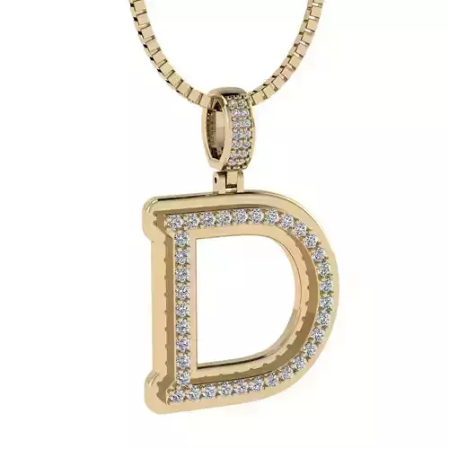 Alphabet Diamond Pendant D