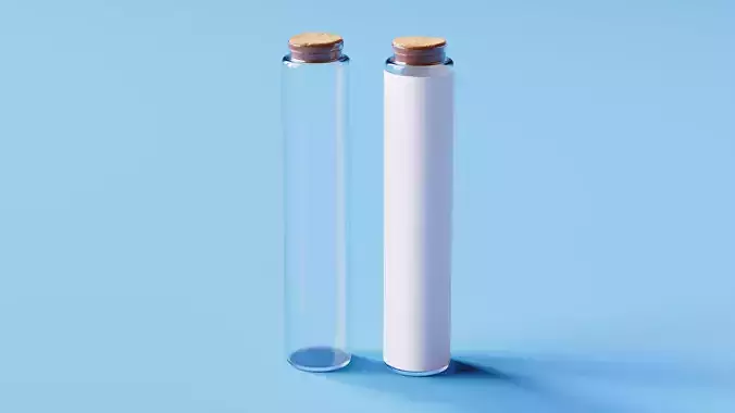 Glass Jar Packaging Tube with Cork 3D model