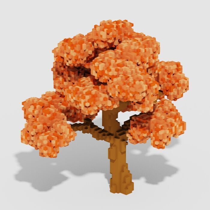 Voxel Trees Pack 33 Items Low-poly 3D model_14