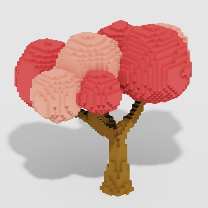 Voxel Trees Pack 33 Items Low-poly 3D model_6