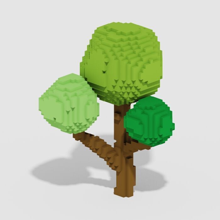 Voxel Trees Pack 33 Items Low-poly 3D model_27