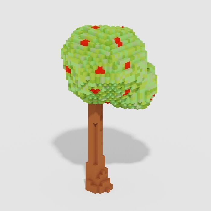 Voxel Trees Pack 33 Items Low-poly 3D model_2