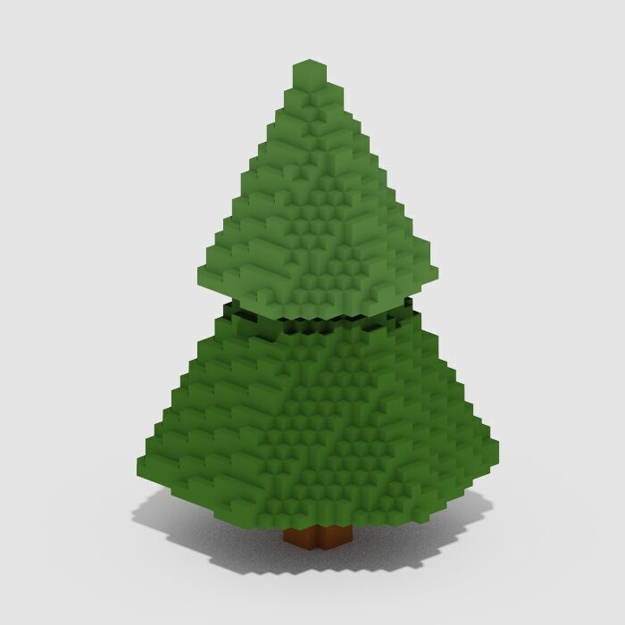 Voxel Trees Pack 33 Items Low-poly 3D model_28