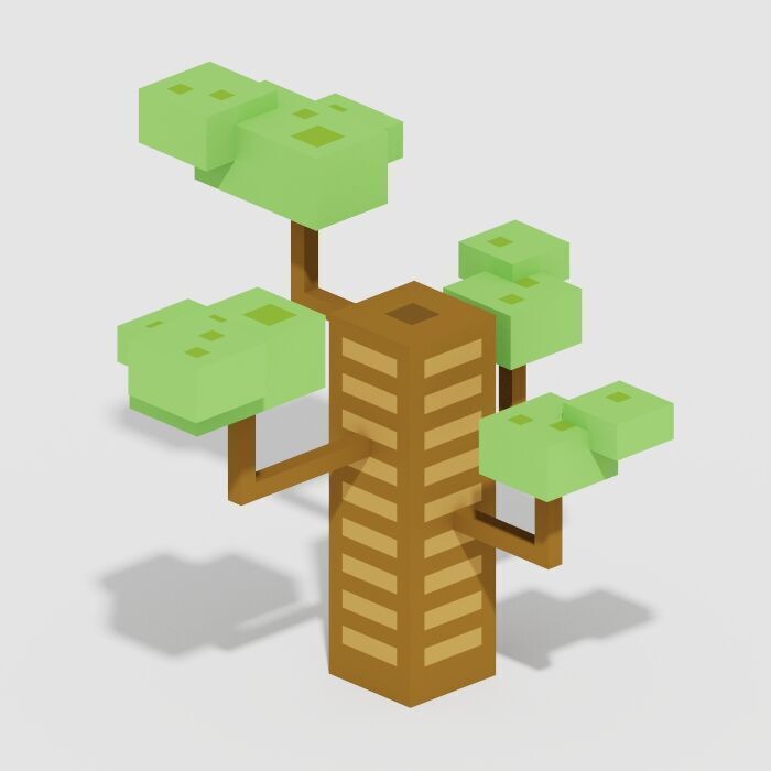 Voxel Trees Pack 33 Items Low-poly 3D model_21