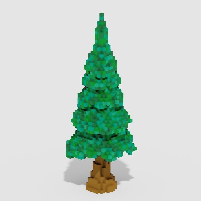 Voxel Trees Pack 33 Items Low-poly 3D model_4