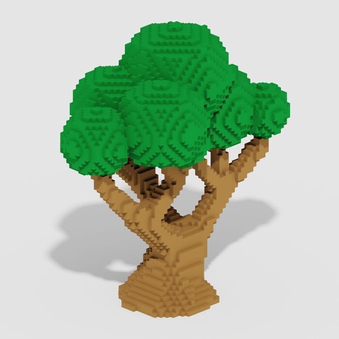 Voxel Trees Pack 33 Items Low-poly 3D model_9