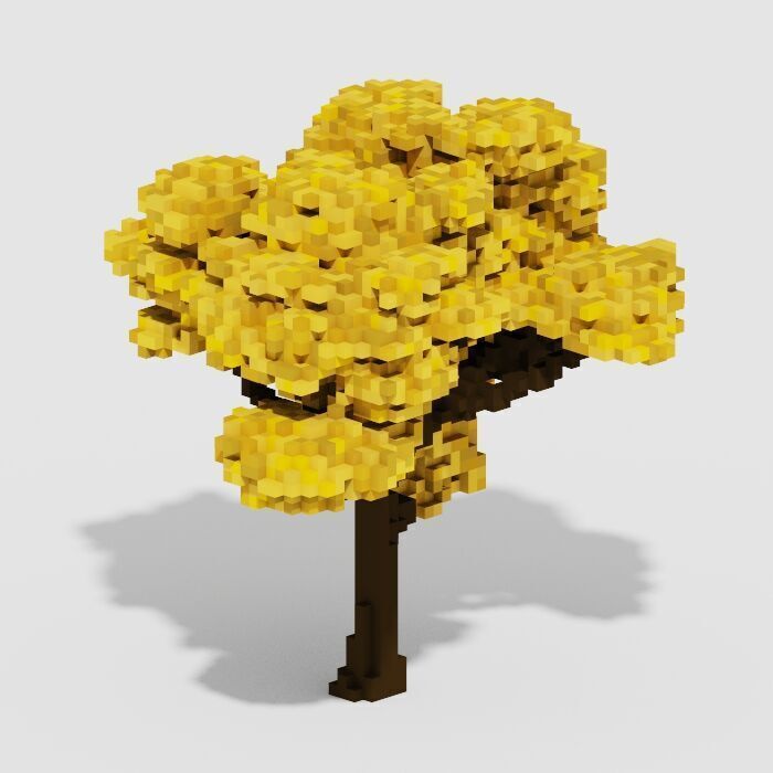 Voxel Trees Pack 33 Items Low-poly 3D model_16