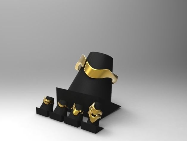 wave Rings Bracelet multi series 3D print model_1