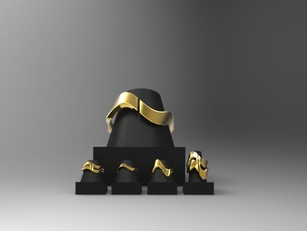 wave Rings Bracelet multi series 3D print model_7