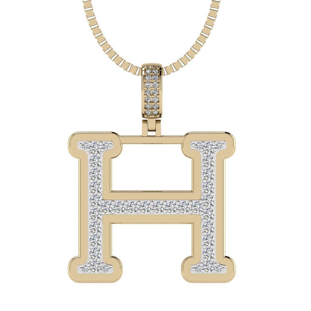 Alphabet Diamond Pendant H 3D print model_8