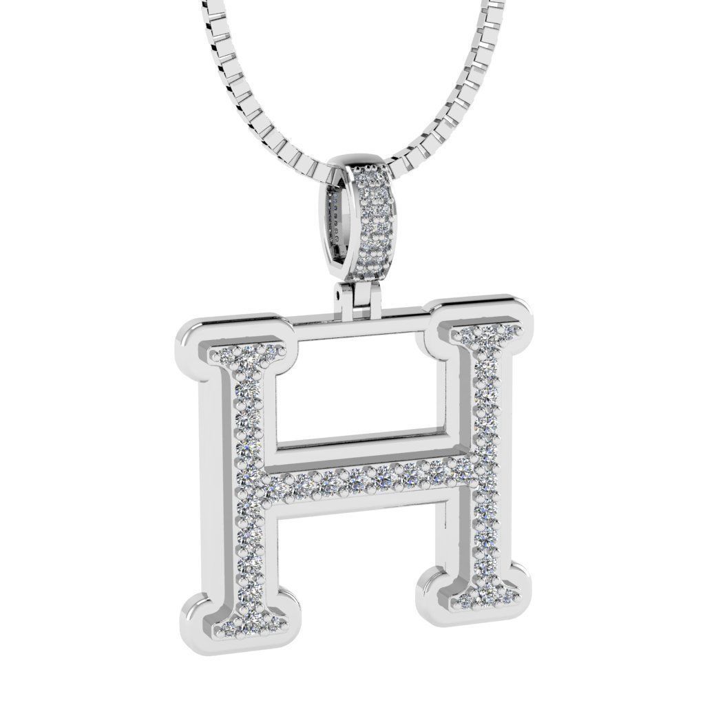 Alphabet Diamond Pendant H 3D print model_21