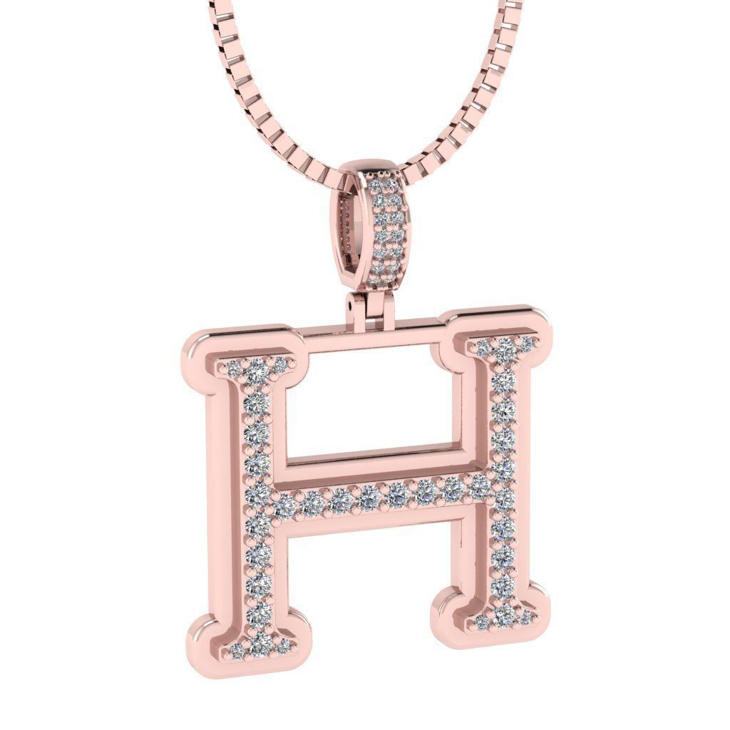 Alphabet Diamond Pendant H 3D print model_17
