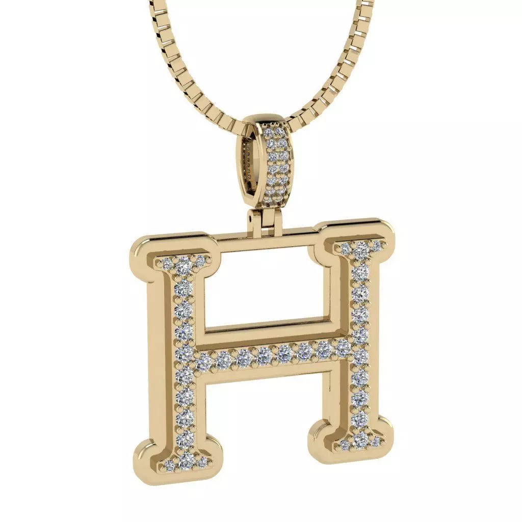 Alphabet Diamond Pendant H 3D print model_0