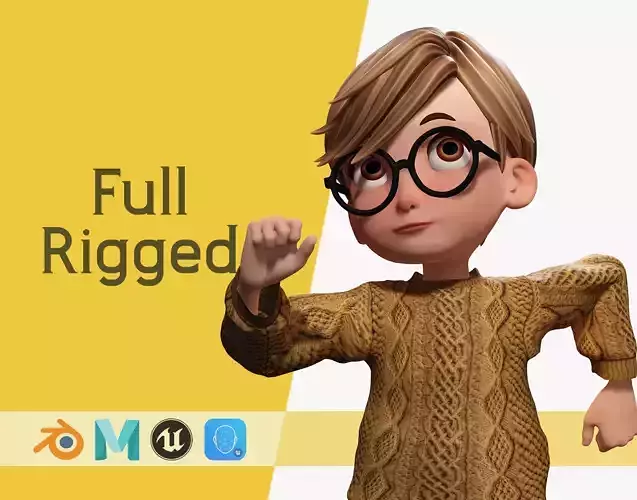 Brother Cartoon man Rigged 3D model Real Time male 3D toon Low-poly 3D model