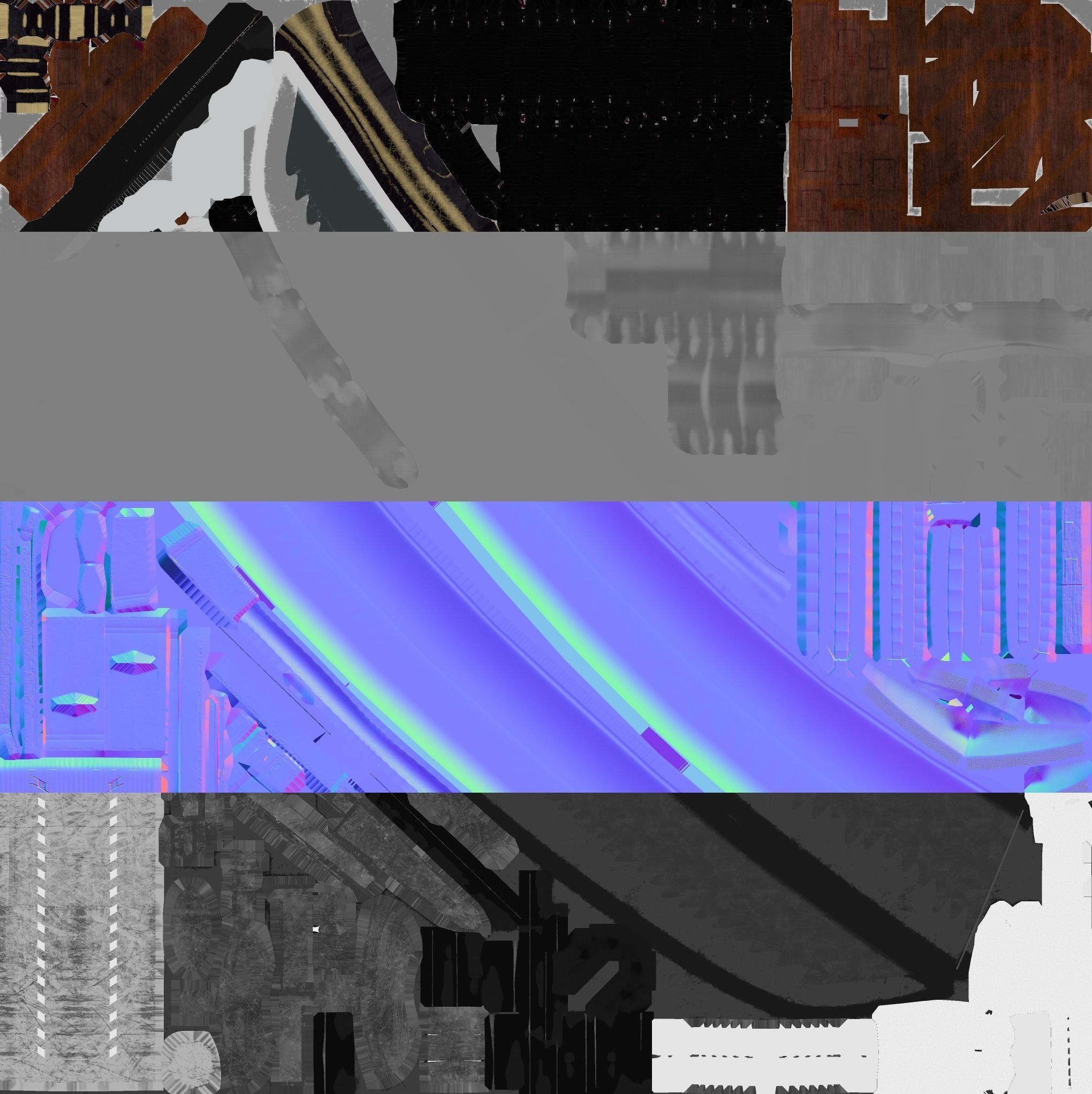 Red Wood Katana Low-poly 3D model_5