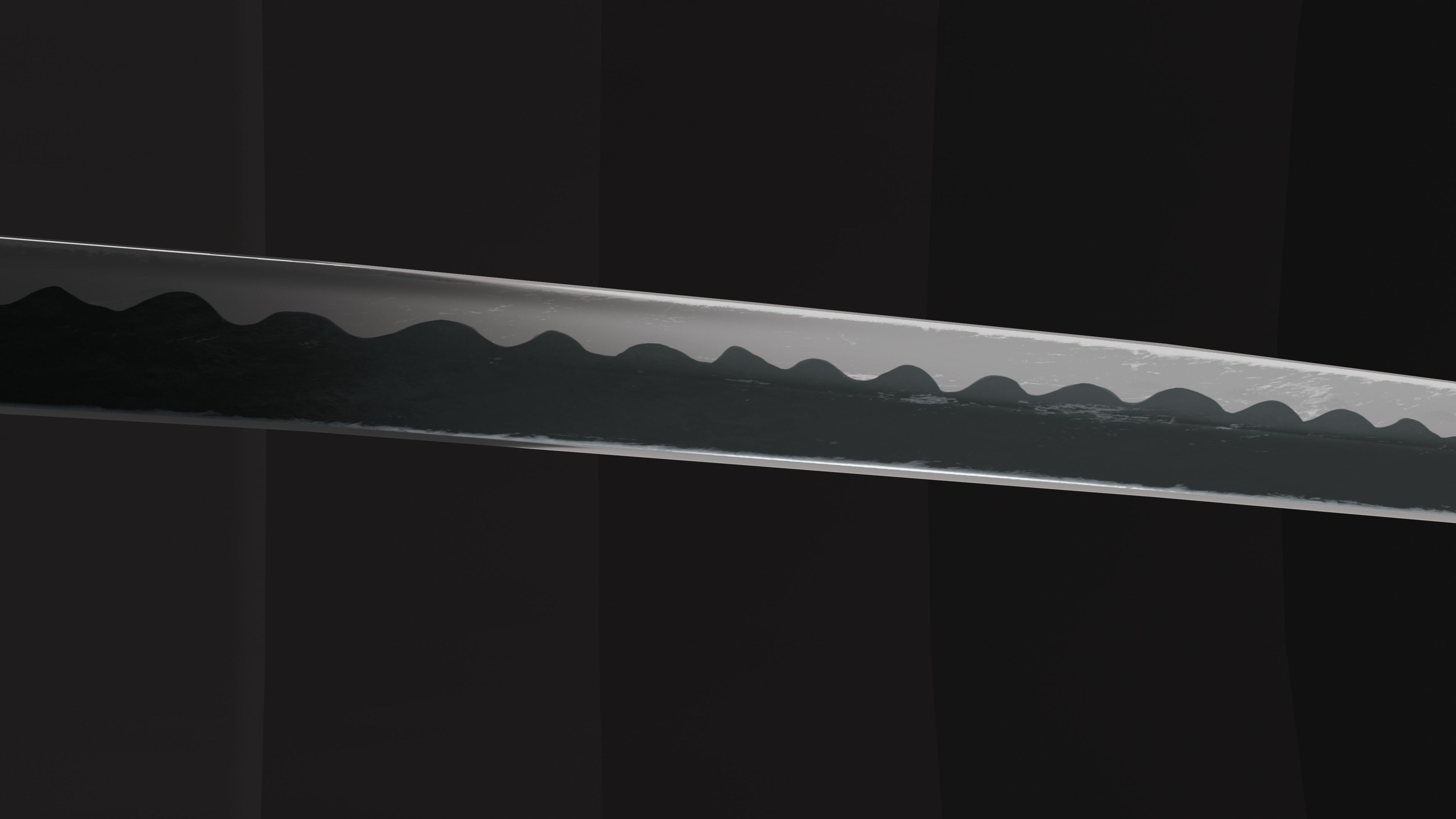 Red Wood Katana Low-poly 3D model_2