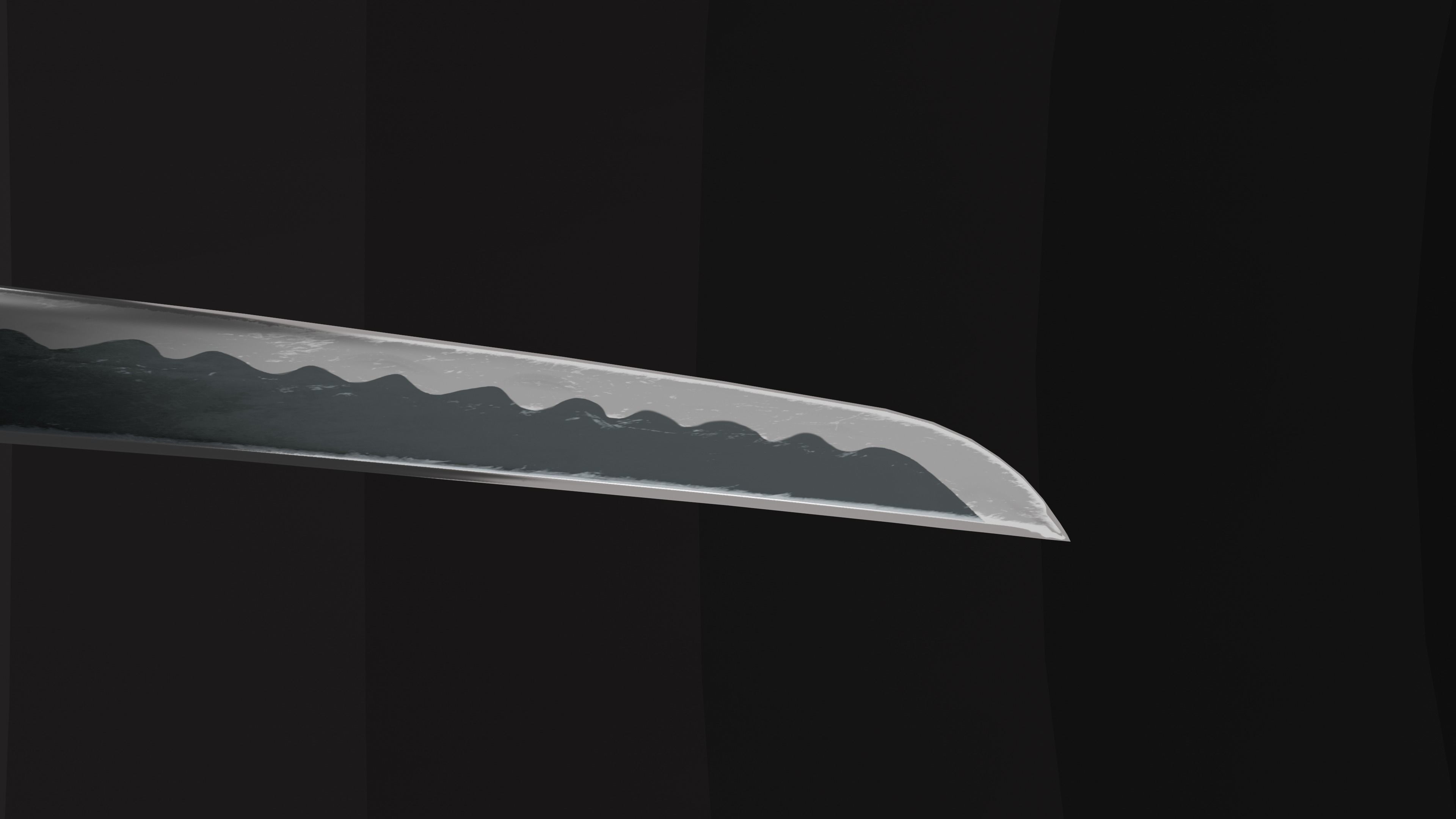 Red Wood Katana Low-poly 3D model_3