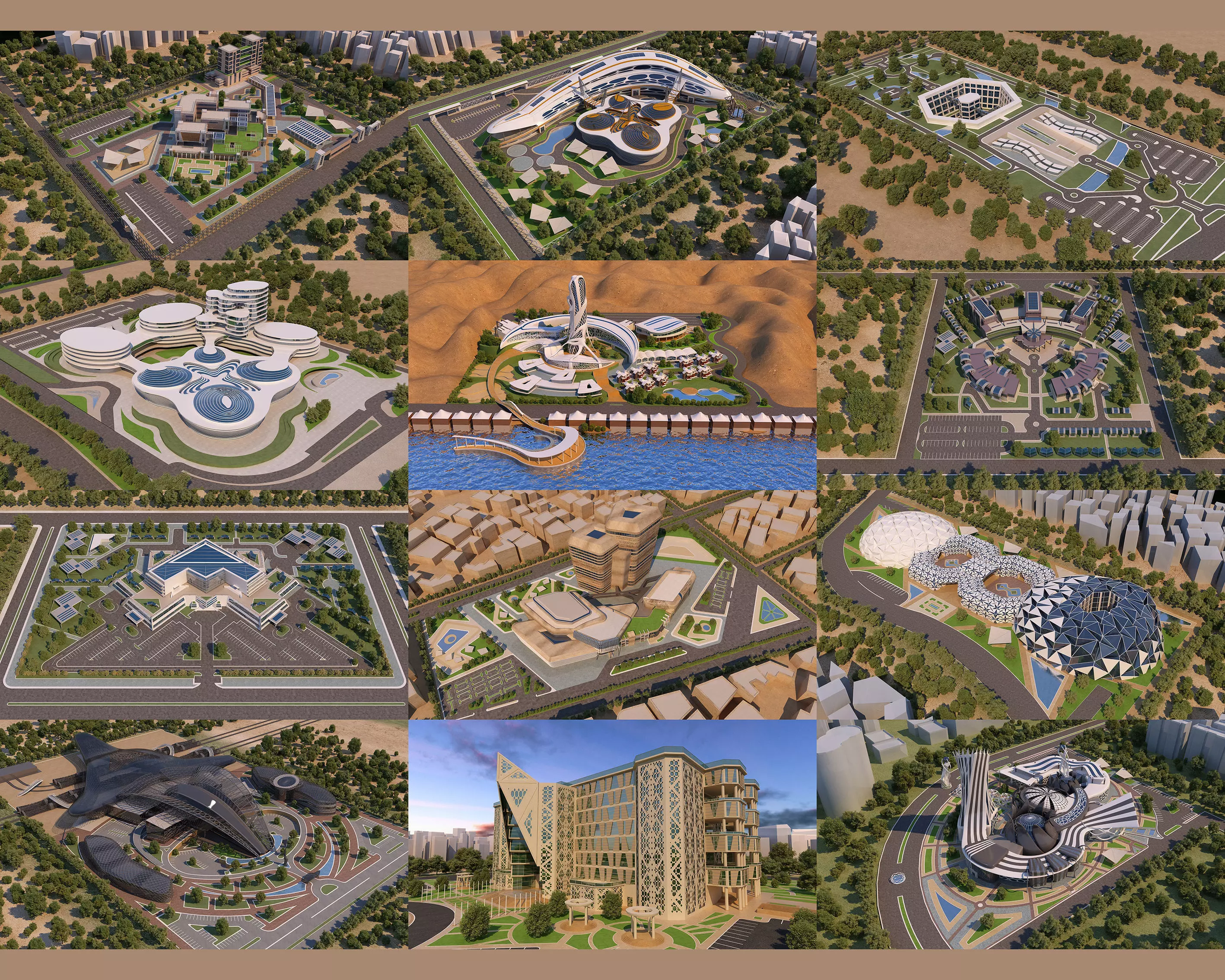 12 Architecture 3D Projects - 2D Drawings - Collection 01 _0