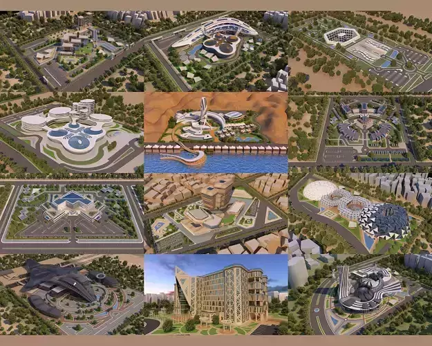 12 Architecture 3D Projects - 2D Drawings - Collection 01 