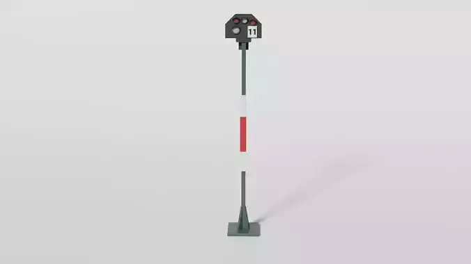 Track-closed light signal Low-poly 3D model