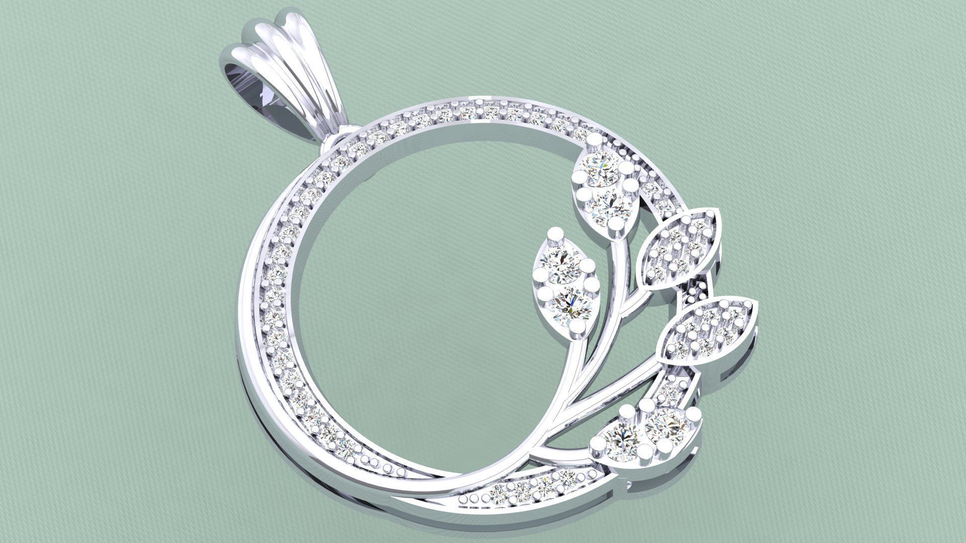 FLORAL DIAMOND PENDANT 3D print model_6