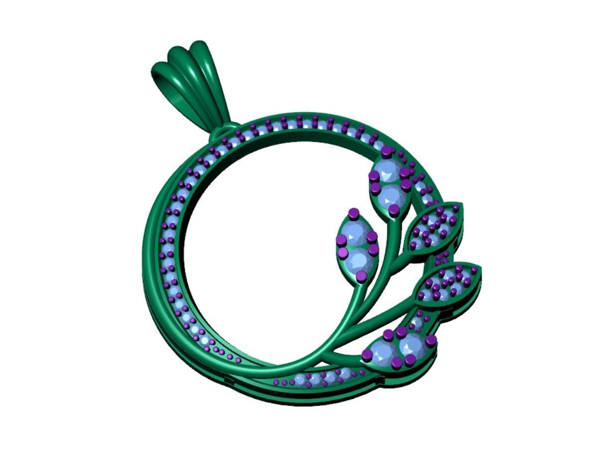 FLORAL DIAMOND PENDANT 3D print model_2