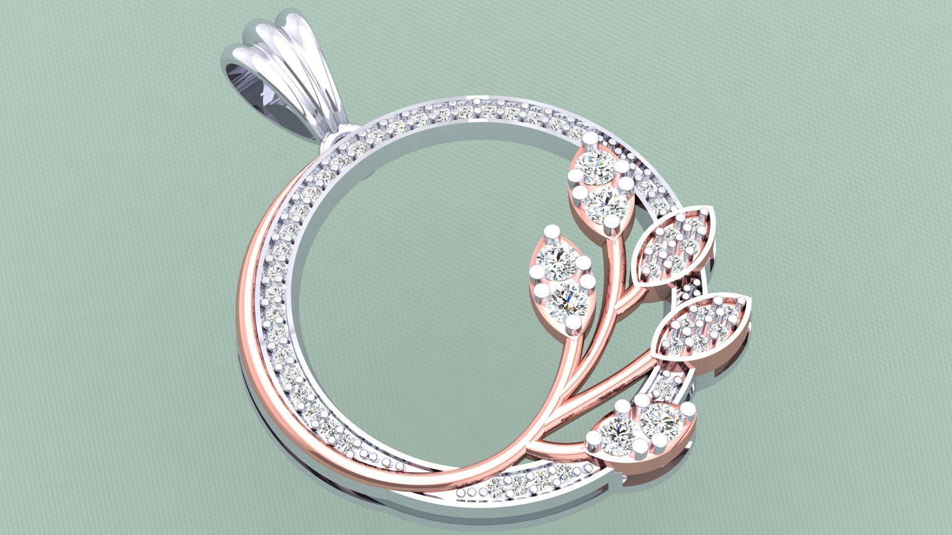 FLORAL DIAMOND PENDANT 3D print model_4