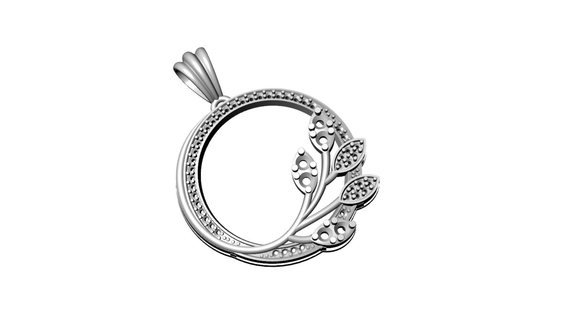 FLORAL DIAMOND PENDANT 3D print model_3