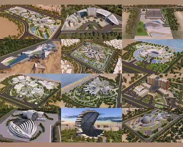 12 Architecture 3D Projects - 2D Drawings - Collection 02 