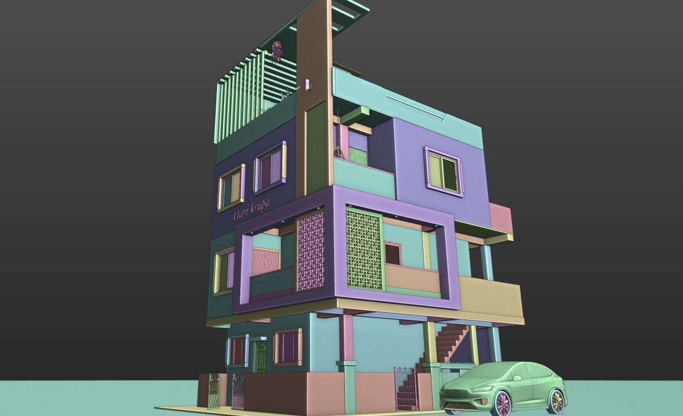 House elevation 3d Model 3D model_3